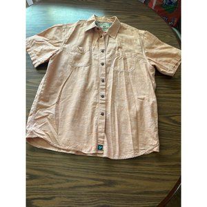 Outdoor Life men’s coral colored button front short sleeve collared shirt size L